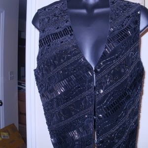 Ann Tjian for Kenar Black Beaded Vest